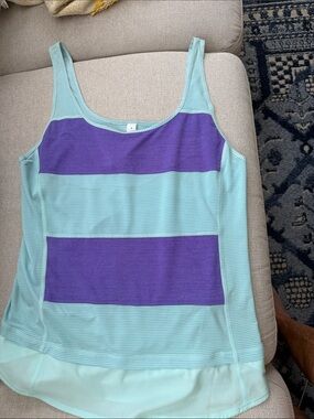 lululemon athletica Aqua and Purple Striped Tank